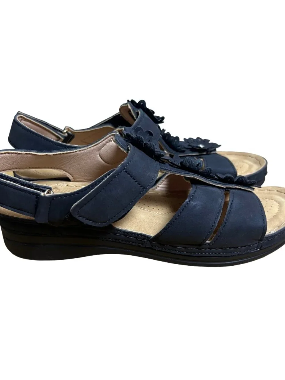Cherokee‎ Floral Wedge Sandals Black 11 Boho